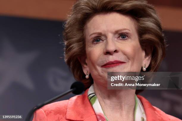 Sen. Debbie Stabenow speaks at a press conference on the Senate’s upcoming procedural vote to codify Roe v. Wade at the U.S. Capitol Building on May...