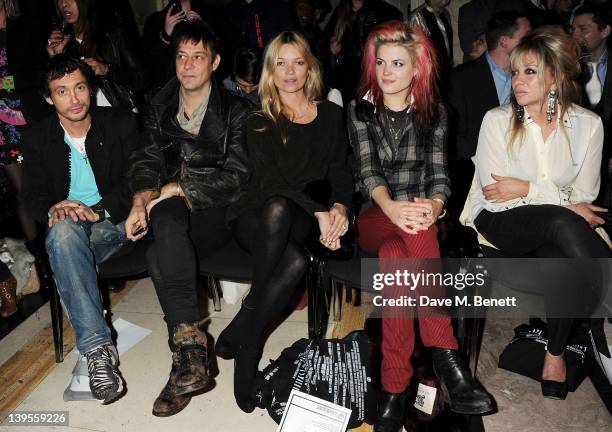 Dan Macmillan, Jamie Hince, Kate Moss, Alison Mosshart and Jo Wood attend the James Small Menswear Autumn/Winter 2012 show during London Fashion Week...