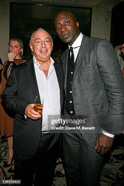 Sir Philip Green and Ozwald Boateng attend a private dinner hosted by editor of British GQ Dylan Jones and Chairman of the BFC Harold Tillman to...