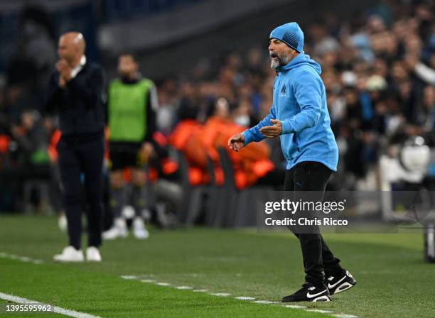 Jorge Sampaoli, Head Coach of Marseille reacts during the UEFA Conference League Semi Final Leg Two match between Olympique Marseille and Feyenoord...