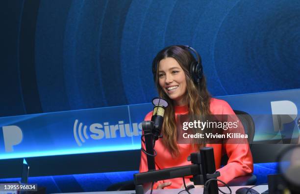 Jessica Biel visits the SiriusXM Studios on May 05, 2022 in Los Angeles, California.