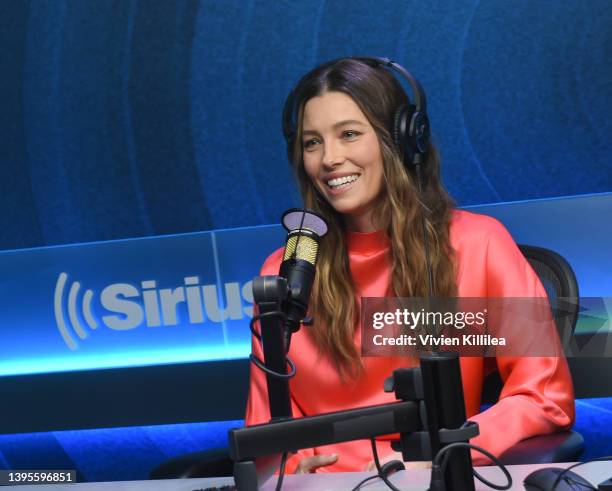 Jessica Biel visits the SiriusXM Studios on May 05, 2022 in Los Angeles, California.