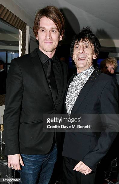 Jesse Wood and Ronnie Wood attend a private dinner hosted by editor of British GQ Dylan Jones and Chairman of the BFC Harold Tillman to celebrate...