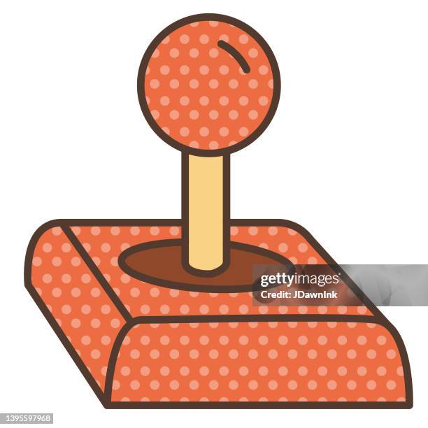 retro arcade gaming joystick colorful thin line icon- editable stroke - old joystick stock illustrations