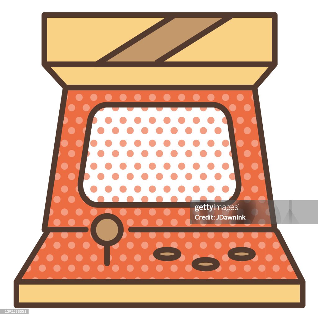 Retro arcade gaming wall-mounted arcade cabinet colorful thin line Icon- editable stroke