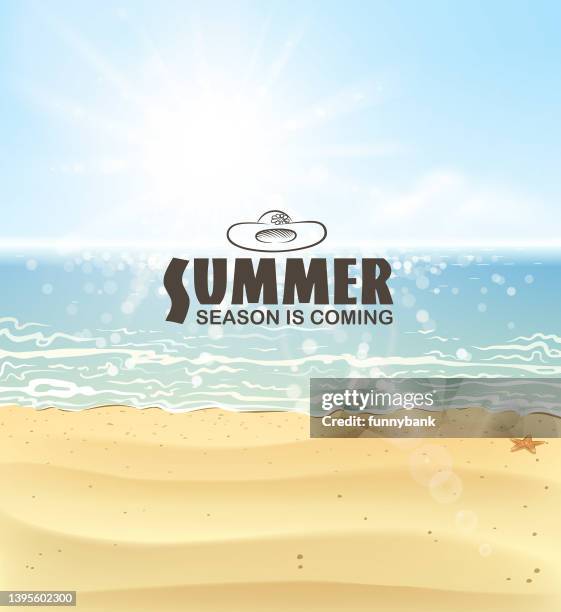 coastline label - sun hat stock illustrations