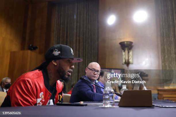 President of the Amazon Labor Union Christian Smalls testifies alongside Sean O'Brien, General President of the International Brotherhood of...