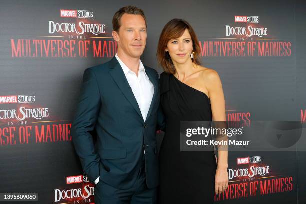 Benedict Cumberbatch and Sophie Hunter attend Marvel's "Doctor Strange In The Multiverse Of Madness" New York Screening at The Gallery at 30 Rock on...