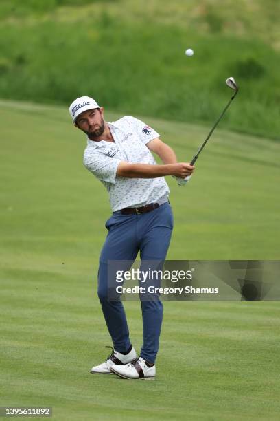 Cameron Young of the United States plays an approach shot on the tenth hole during the first round of the Wells Fargo Championship at TPC Potomac...