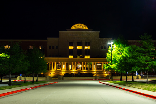 Collin County Courthouse exterior at night