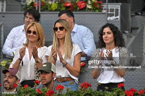 Maribel Nadal, Ana Maria Parera and Francisca Perello attend Rafa Nadal's match at the Mutua Madrid Open, May 5 in Madrid, Spain.