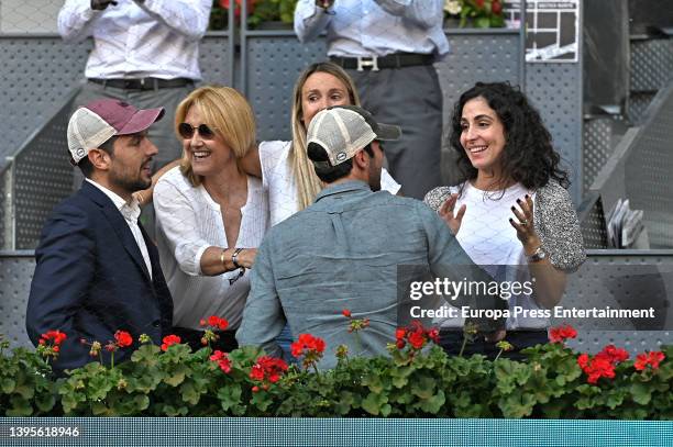 Maribel Nadal, Ana Maria Parera and Francisca Perello attend Rafa Nadal's match at the Mutua Madrid Open, May 5 in Madrid, Spain.