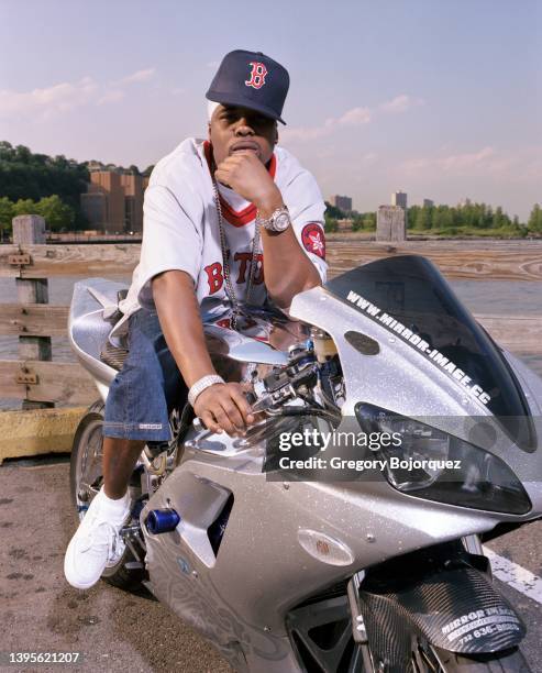 Rapper Memphis Bleek of Roc-A-Fella Records in June, 2002 in Fort Lee, New Jersey.