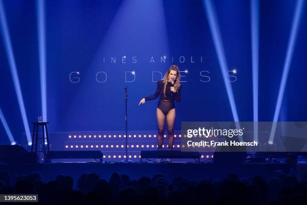 German comedian Ines Anioli performs at the Columbiahalle on May 5, 2022 in Berlin, Germany.