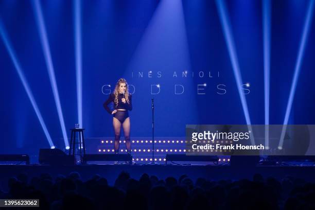 German comedian Ines Anioli performs at the Columbiahalle on May 5, 2022 in Berlin, Germany.