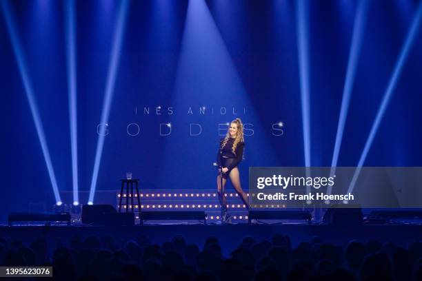 German comedian Ines Anioli performs at the Columbiahalle on May 5, 2022 in Berlin, Germany.