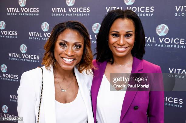 Angelina Spicer and Rene Marsh attend the Vital Voices Global Headquarters for Women's Leadership grand opening festival on May 05, 2022 in...