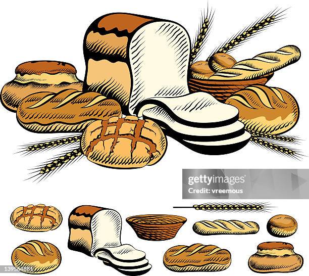 bread - bread basket stock illustrations