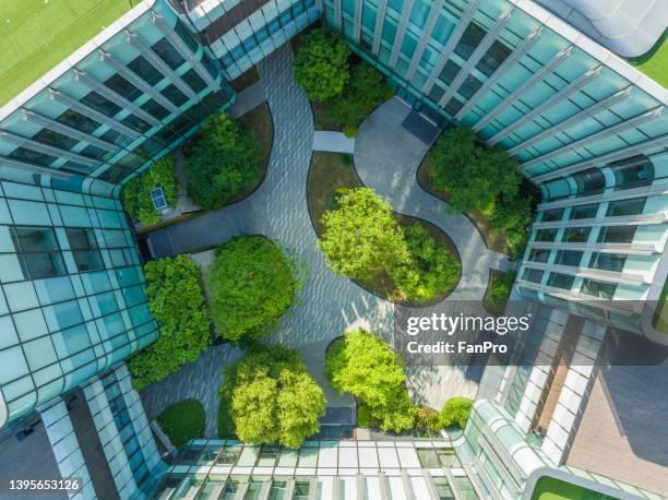 aerial view of modern eco city - green technology stock pictures, royalty-free photos & images