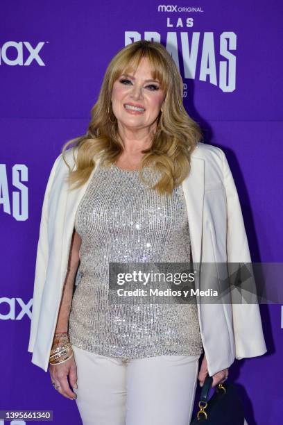 Erika Buenfil poses for photos on the red carpet for HBO Max Mexican series "Las Bravas" on May 5, 2022 in Mexico City, Mexico.