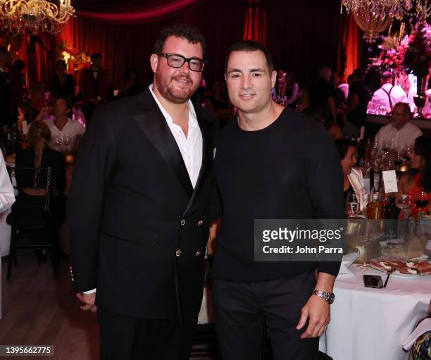 Jeff Zalaznick and Chris Paciello attend Day 1 of American Express Presents CARBONE Beach at Carbone on May 05, 2022 in Miami Beach, Florida.