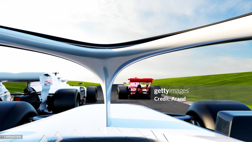 Getty Racing Red Race Car Leading On A Race Track High-Res Stock Photo - Getty Images