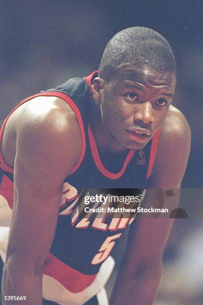 Forward Jermaine O''Neal of the Portland Trailblazers stands on the court during a game against the Chicago Bulls at the United Center in Chicago,...