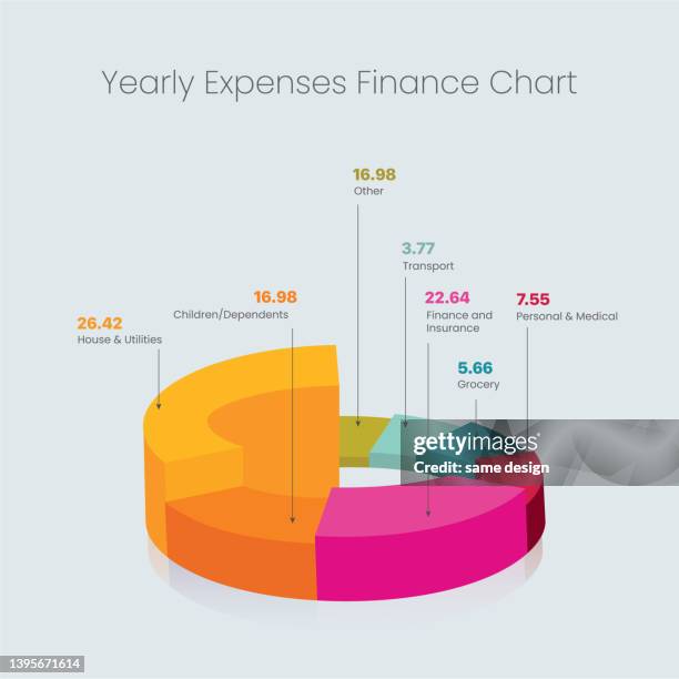 jährliche ausgaben finanzdiagramm - haushaltskosten stock-grafiken, -clipart, -cartoons und -symbole