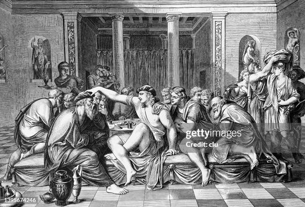 illustrations, cliparts, dessins animés et icônes de banquet de platon - grèce antique