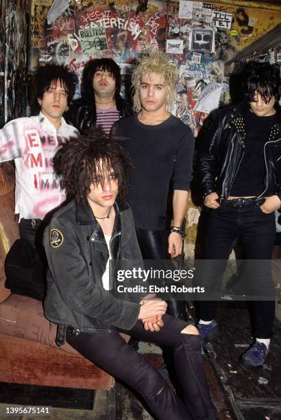 Generation backstage at CBGBs in New York City on February 3, 1995. Howie Pyro, Michael Wildwood, Danny Sage, Richard Bacchus and Jesse Malin