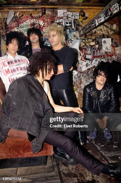 Generation backstage at CBGBs in New York City on February 3, 1995. Howie Pyro, Michael Wildwood, Danny Sage, Richard Bacchus and Jesse Malin