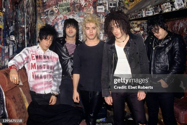 Generation backstage at CBGBs in New York City on February 3, 1995. Howie Pyro, Michael Wildwood, Danny Sage, Jesse Malin, and Richard Bacchus