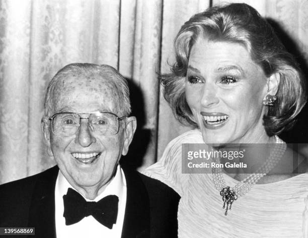 Dr. Norman Vincent Peale and actress Mariette Hartley attend 90th Birthday Party for Norman Vincent Peale on May 26, 1988 at the Waldorf Hotel in New...
