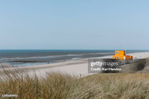 a daytime view of a beach in the netherlands - north holland stock pictures, royalty-free photos & images