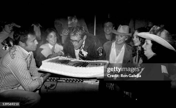 Actress Pamela Bellman, actor Bo Hopkins, actresses Linda Evans and Pamela Sue Martin and guests attend the birthday party for Bo Hopkins on February...