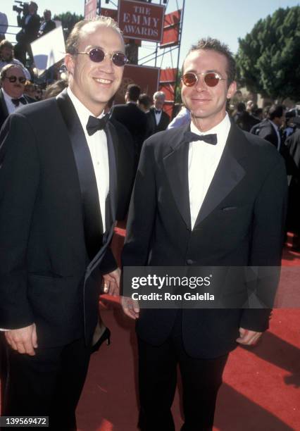 Talent agent Bryan Lourd and talent agent Richard Lovett attend the 47th Annual Primetime Emmy Awards on September 9, 1995 at Pasadena Civic...