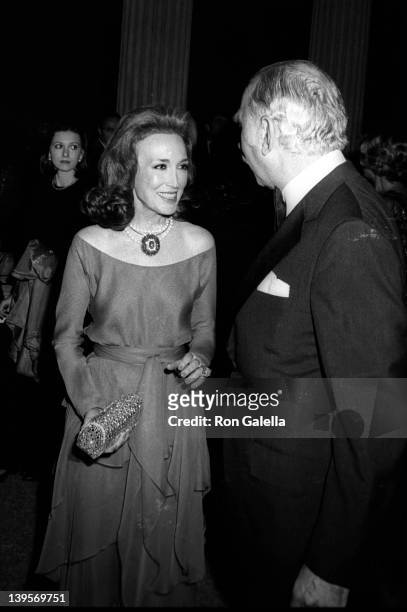 Socialites Helen Gurley Brown and husband David Brown attend Metropolitan Museum of Art Costume Exhibit "The Glory of Russian Costume" on December 6,...