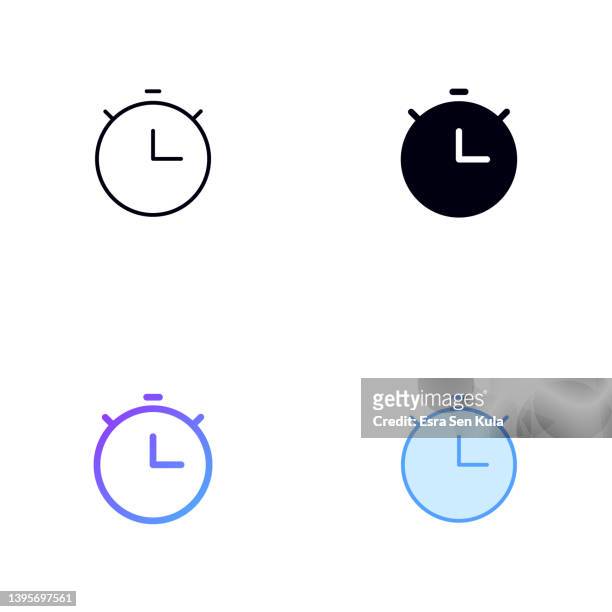 stopwatch icon design in four style with editable stroke. line, solid, flat line and color gradient line. suitable for web page, mobile app, ui, ux and gui design. - sprint phone stock illustrations