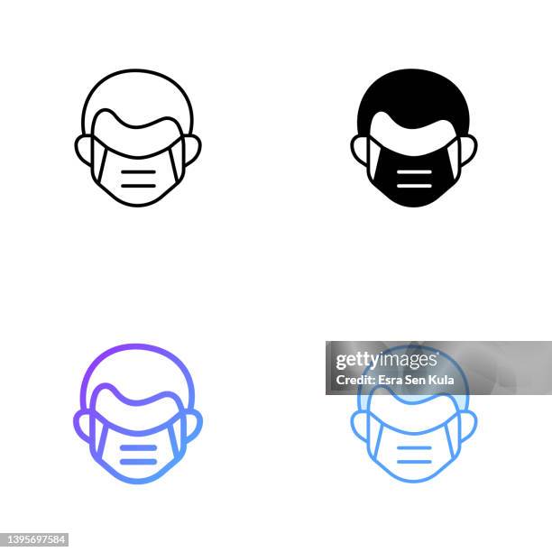 face mask icon design in four style with editable stroke. line, solid, flat line and color gradient line. suitable for web page, mobile app, ui, ux and gui design. - operating room stock illustrations