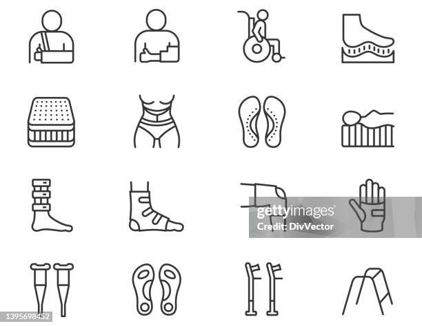 orthopädie-symbolsatz - schuhsohle stock-grafiken, -clipart, -cartoons und -symbole