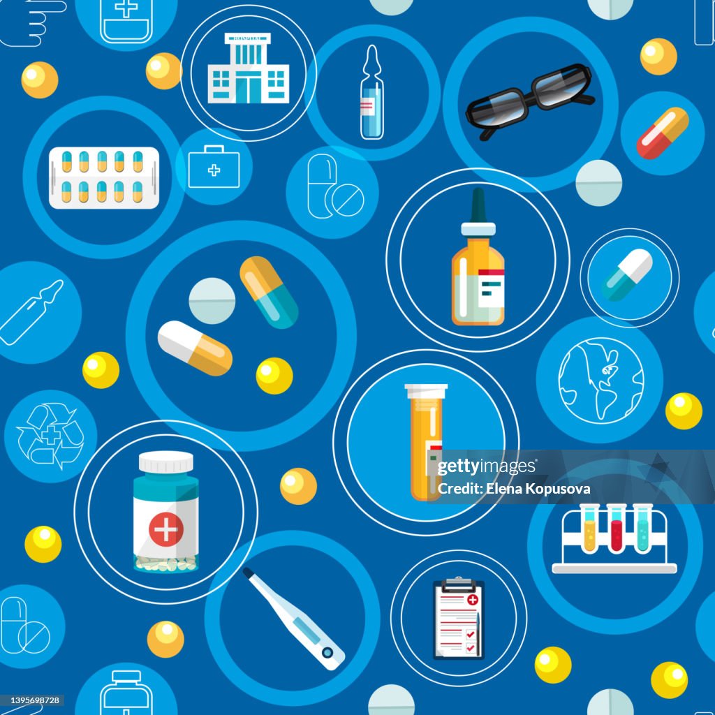 Medication Math Backgrounds The Concept Of Medicine And Health Seamless Medical Background In Flat ...