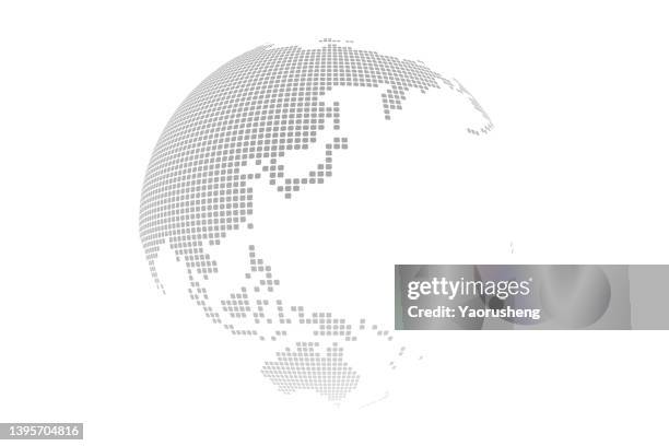 particle globe earth map - 3d map of asia foto e immagini stock