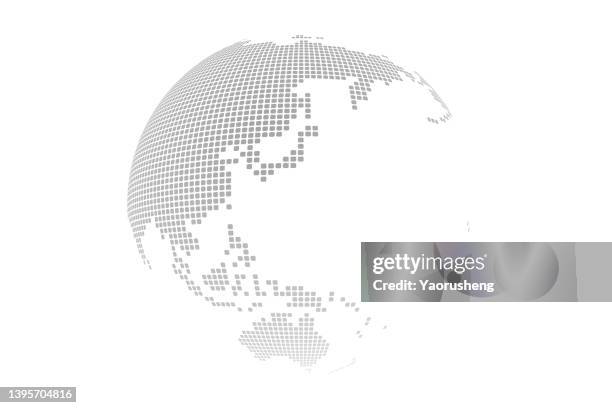 particle globe earth map - outline map of asia stock pictures, royalty-free photos & images