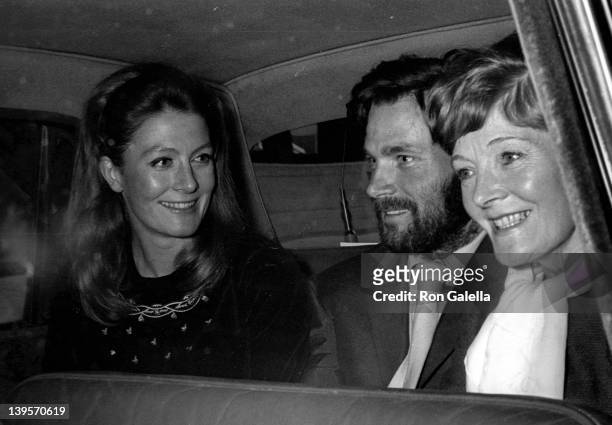 Actress Vanessa Redgrave, mother Rachel Kempson and Franco Nero sighted on October 22, 1969 in London, England.
