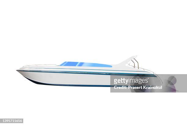 boat, speedboat, steamboat and motorboat isolated with clipping path - モーターボートに乗る ストックフォトと画像