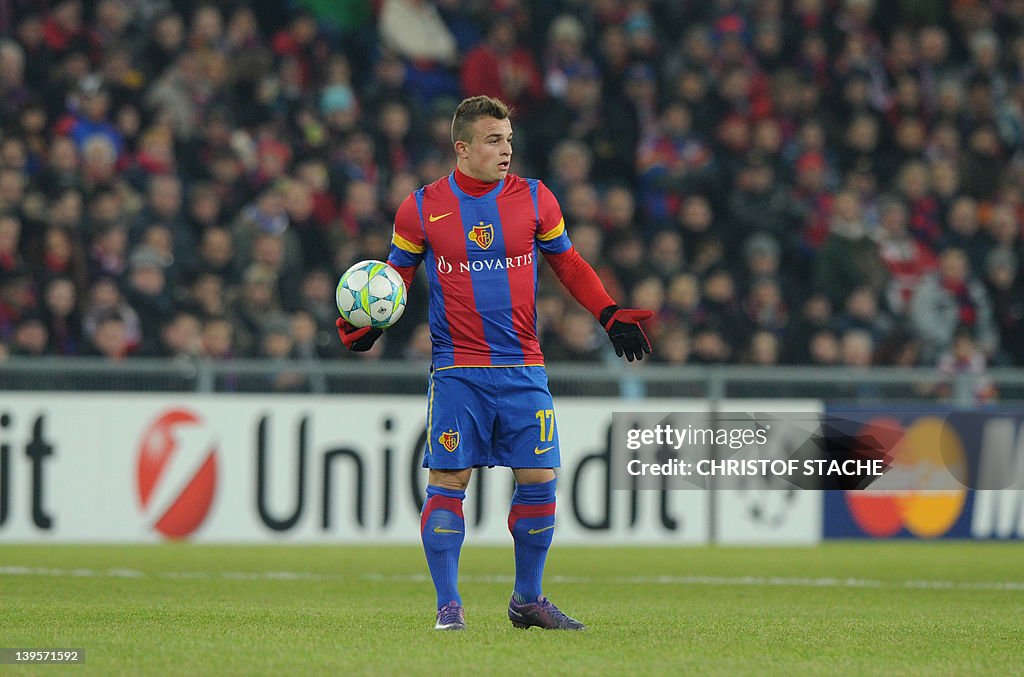 Basel's midfielder Xherdan Shaqiri react