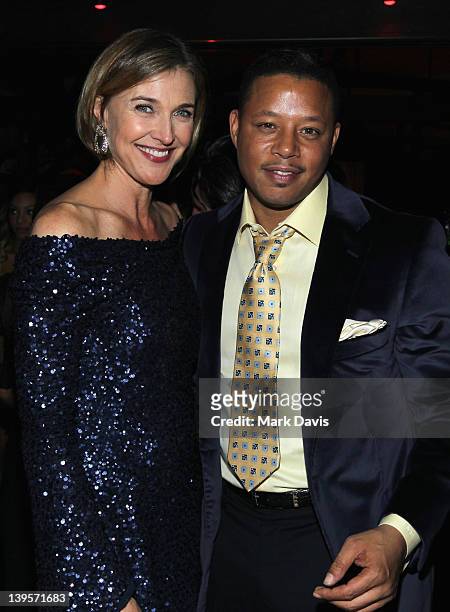 Actor Terrence Howard and actress Brenda Strong attend the Pre-Oscar Flamenco Night hosted by Eva Longoria benefiting Linda's Voice at Beso on...