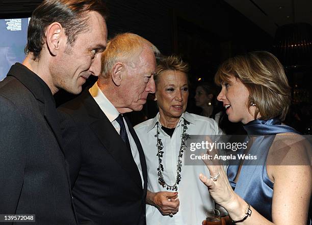 Cedric von Sydow, Max von Sydow, Catherine Brelet and Sharon Waxman attend TheWrap's 3rd Annual Pre-Oscar Party at Culina Restaurant at the Four...