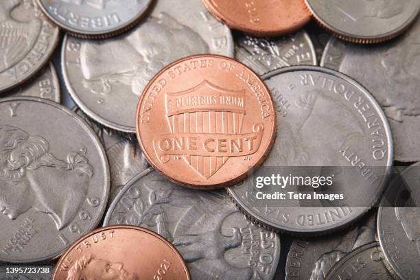close-up of us coins - five cent coin stock pictures, royalty-free photos & images