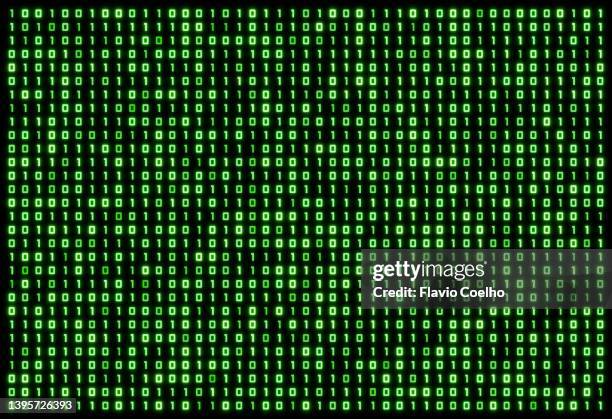 ones and zeros green background - hacker code photos et images de collection